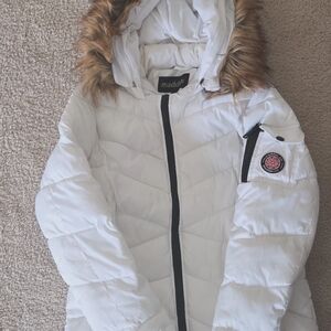Madden White Faux-Fur Trim Puffer Jacket